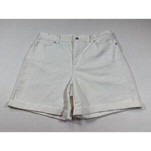 Gloria Vanderbilt Amanda White Denim Shorts W/ Slimming Effect Size 12 (BB352)